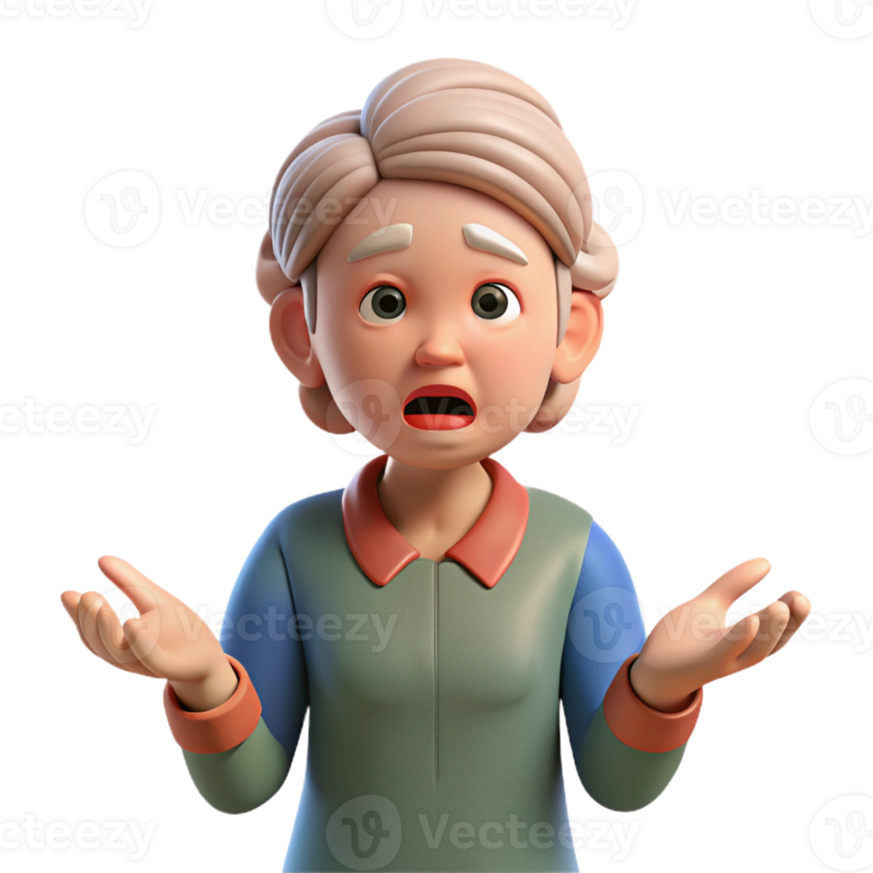 rare victorian Confused senior woman with a questioning expression with Transparent Background detailed png