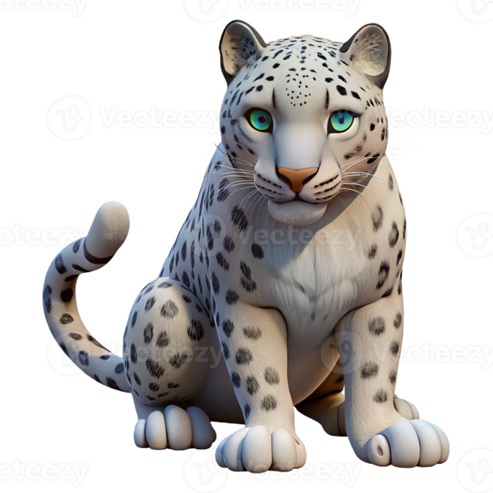 splendid acclaimed Snow leopard, crouching, with Transparent Background png