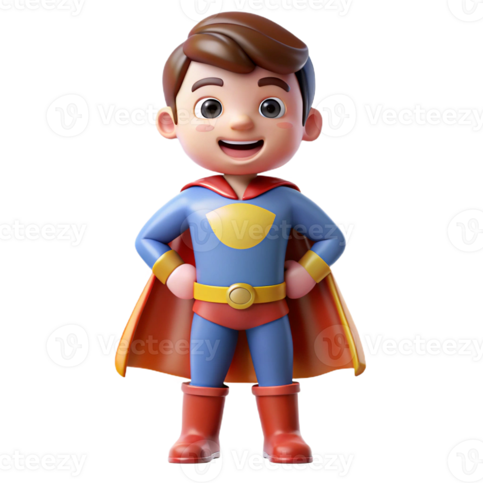 rare renaissance Happy child wearing a superhero costume with Transparent Background crisp png