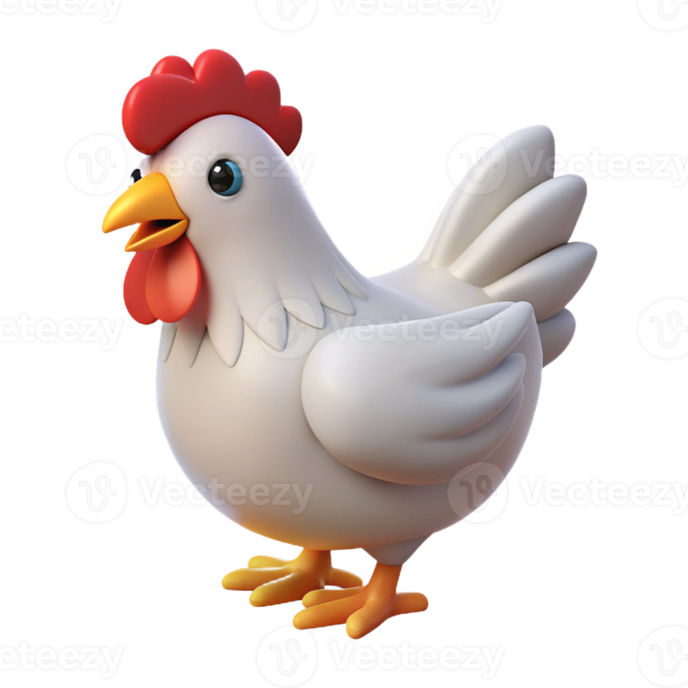 wonderful signature Chicken, hen, white feathers with Transparent Background png