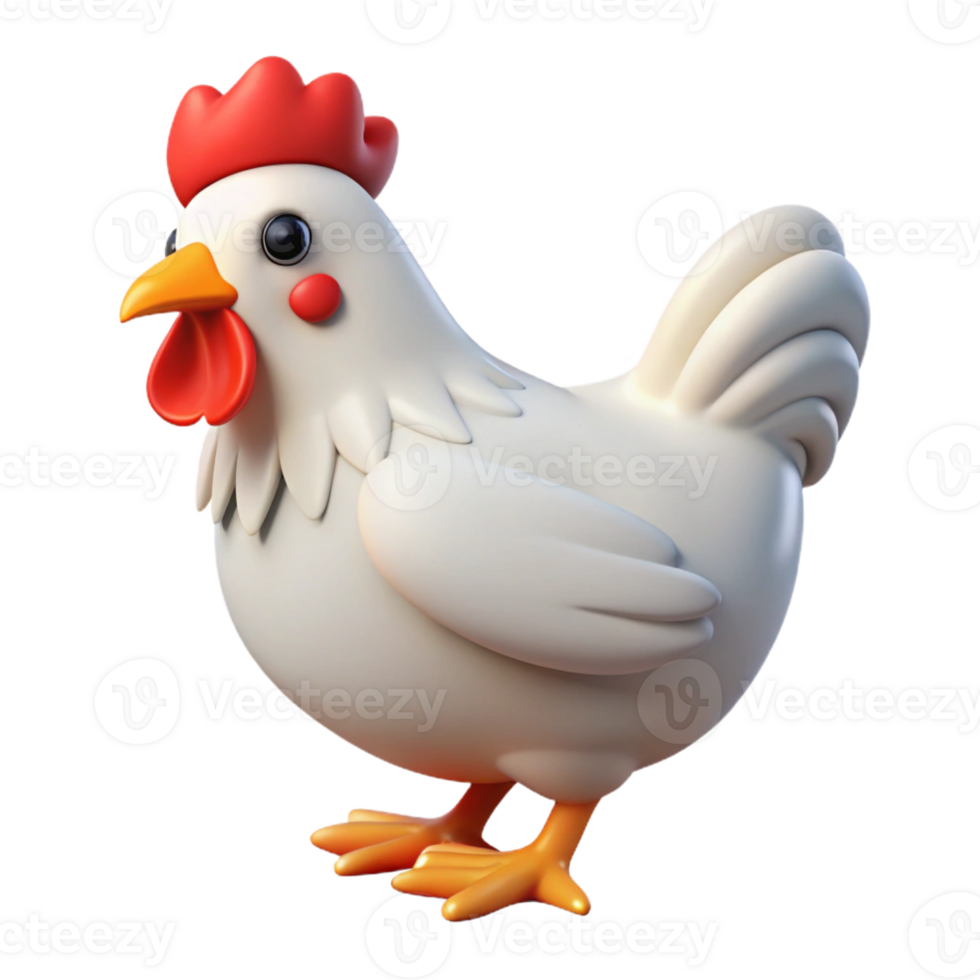magnificent distinctive Chicken, hen, white feathers with Transparent Background png