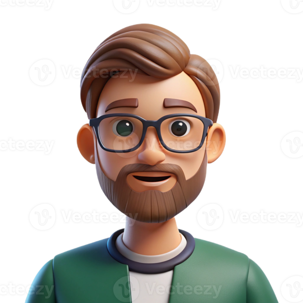 pristine tranquil victorian Serious young man with beard and glasses with Transparent Background impeccable png