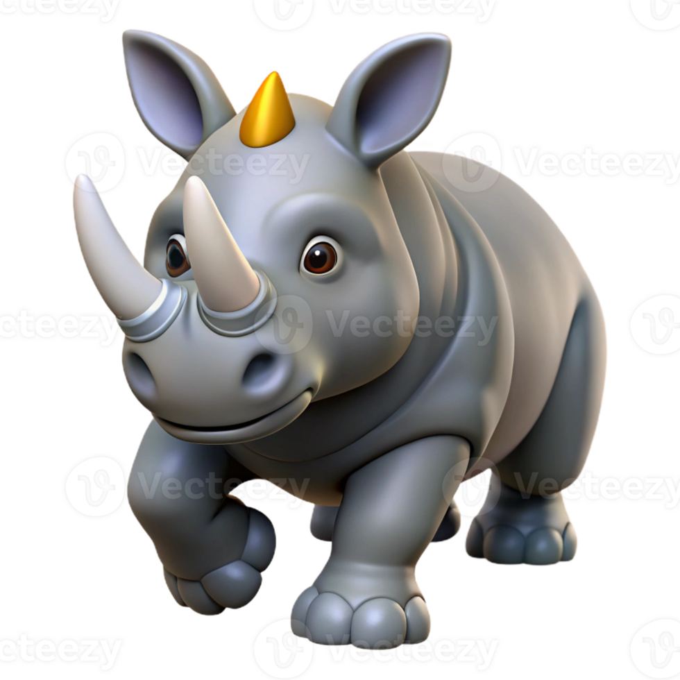 romantic magnificent Rhinoceros, charging, with Transparent Background refined png