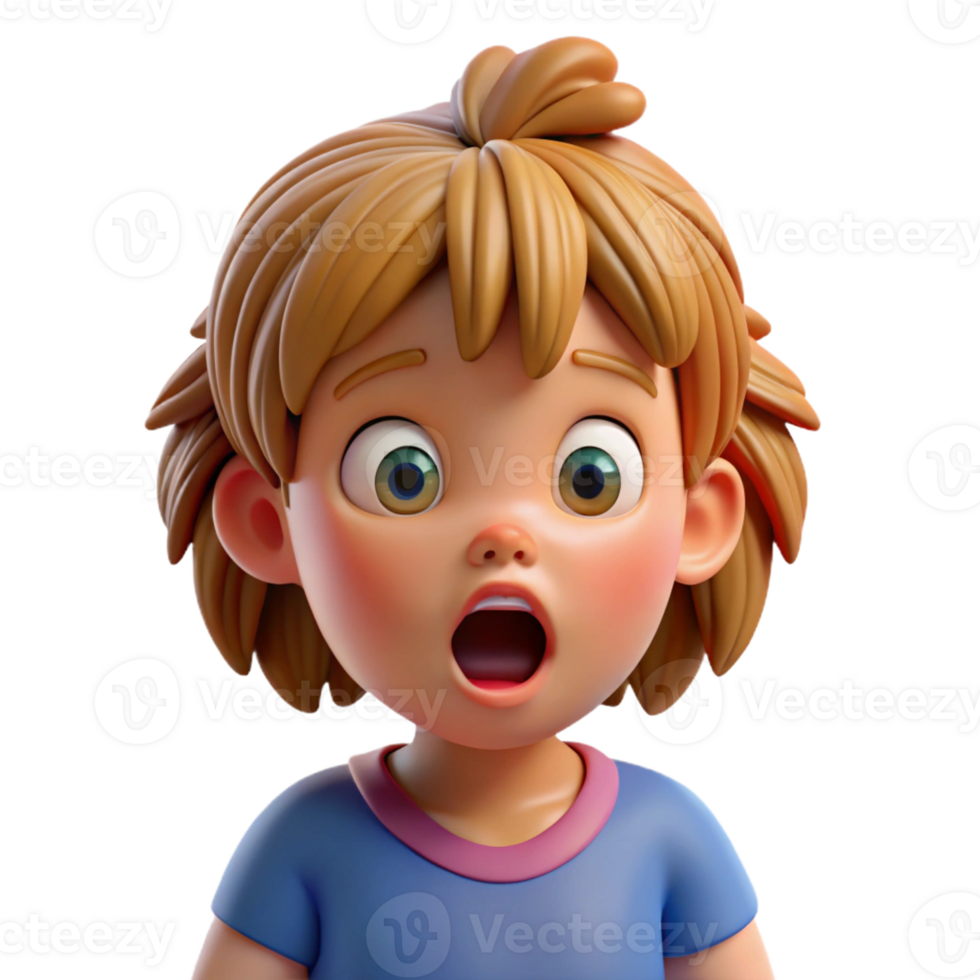 unparalleled classic Surprised toddler girl with messy hair with Transparent Background sharp png