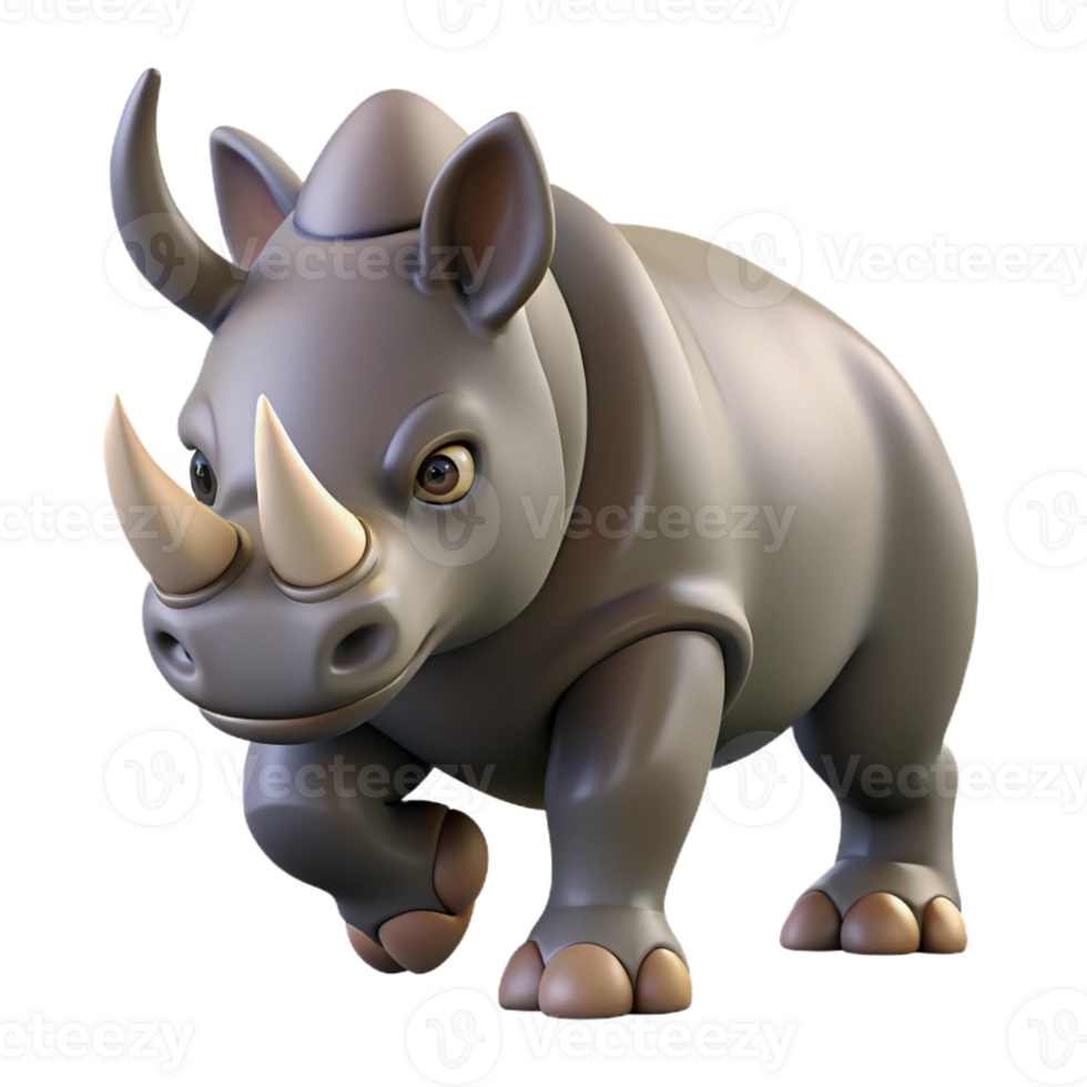 tranquil elegant Rhinoceros, charging, with Transparent Background genuine png