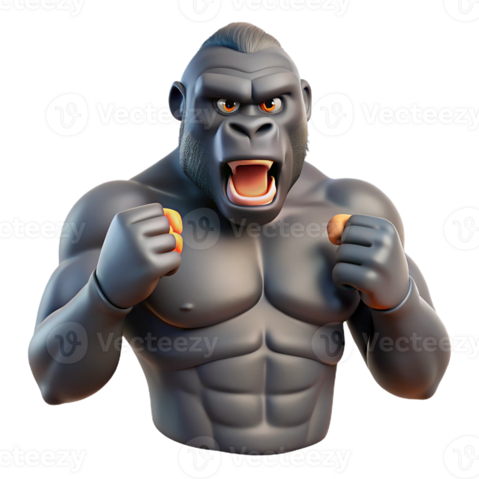vibrant avant-garde Gorilla, silverback, chest beating with Transparent Background top-tier png