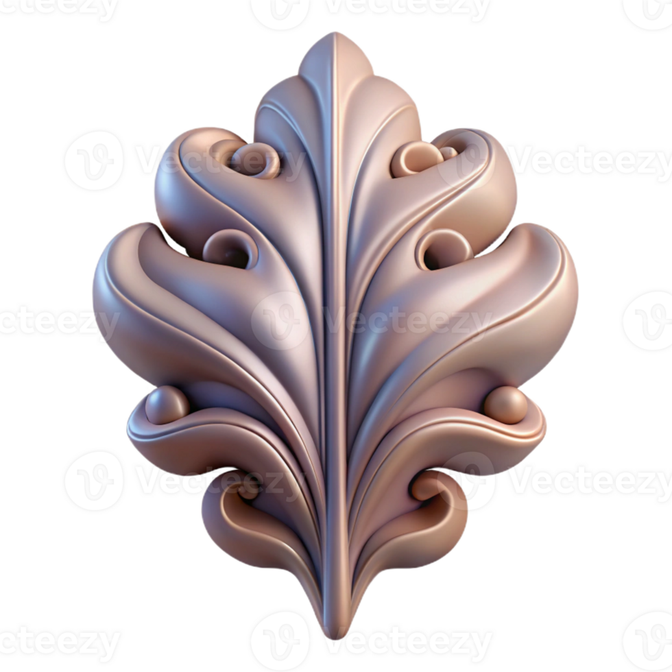 splendid distinctive Ultra-detailed, concept art style isolated cutout of a single Art Nouveau stylized leaf, acanthus, intricate veins, flowing lines, with Transparent Background png