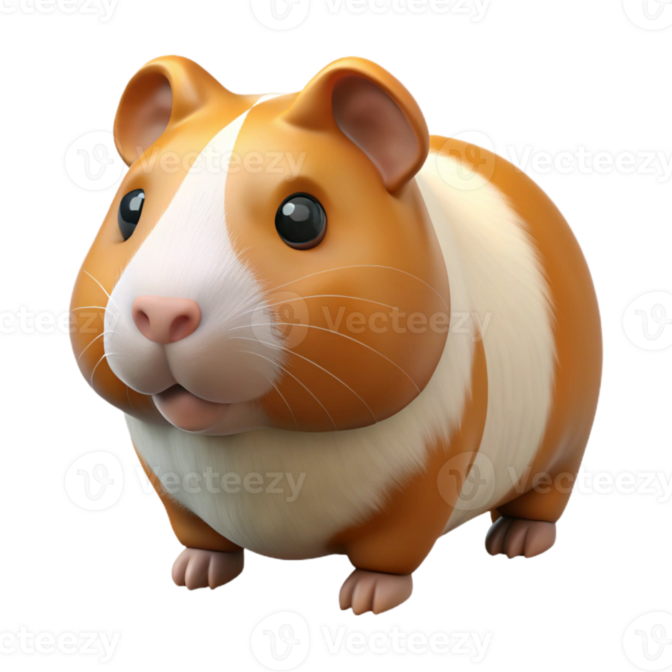 mesmerizing melancholic futuristic Guinea pig, brown and white, with Transparent Background expertly shot png