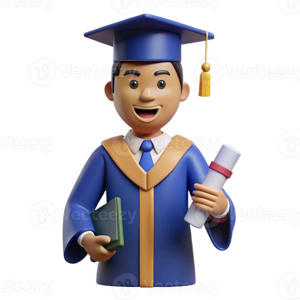 unforgettable rustic Graduate in cap and gown holding diploma with Transparent Background detailed png