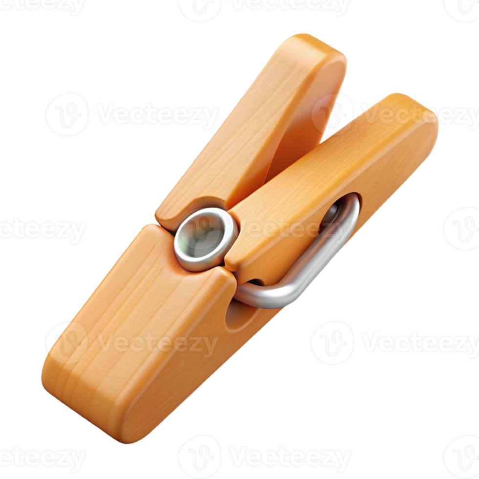 radiant sought-after Concept art style, hyper-specific isolated cutout of a single wooden clothespin with Transparent Background png