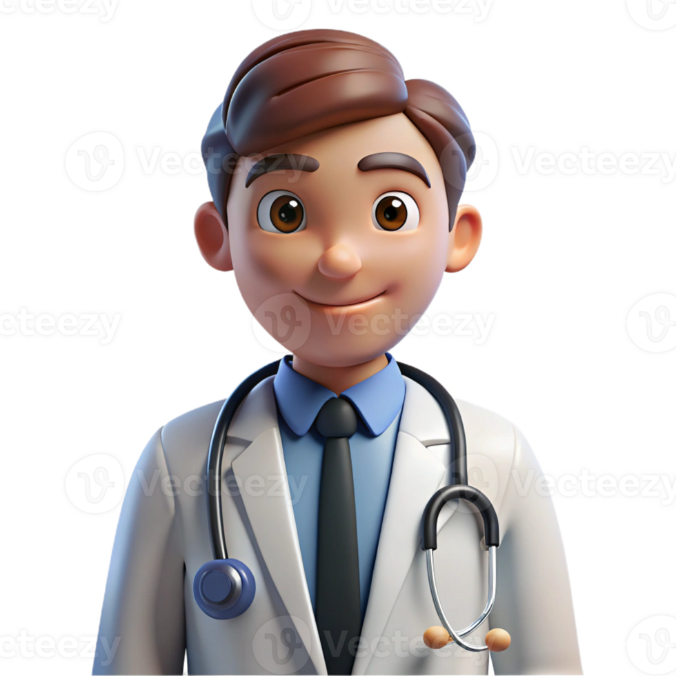 rare urban Doctor in lab coat with stethoscope with Transparent Background 4K png
