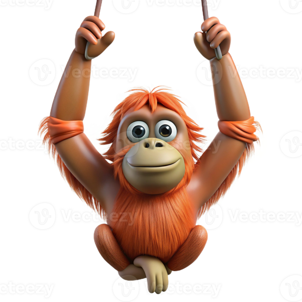 timeless abstract Orangutan, hanging, long arms with Transparent Background premium png
