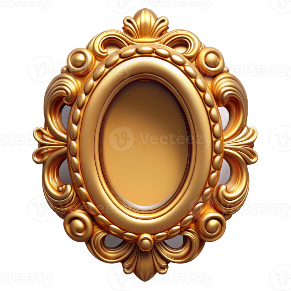 inspired gothic Ultra-detailed, concept art style isolated cutout of an Art Nouveau picture frame, ornate, gilded, oval shape, with Transparent Background refined png