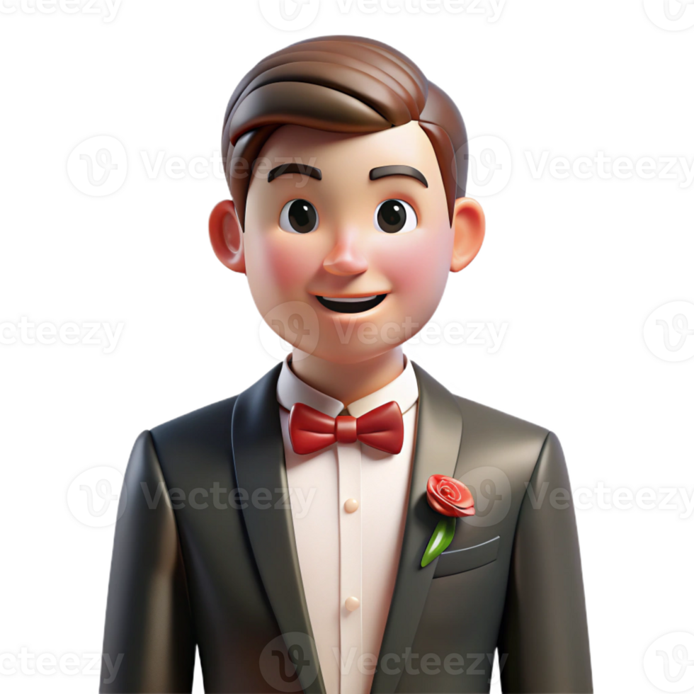 mysterious exquisite Groom in tuxedo with boutonniere with Transparent Background elite png