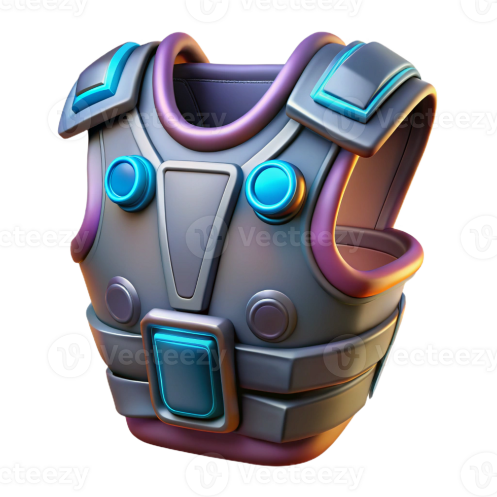 rare nordic Concept art style, isolated cutout of a futuristic, armored vest with integrated energy shields with Transparent Background professional png