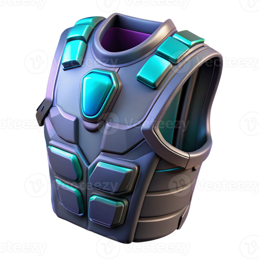 unparalleled impressionist Concept art style, isolated cutout of a futuristic, armored vest with integrated energy shields with Transparent Background exclusive png