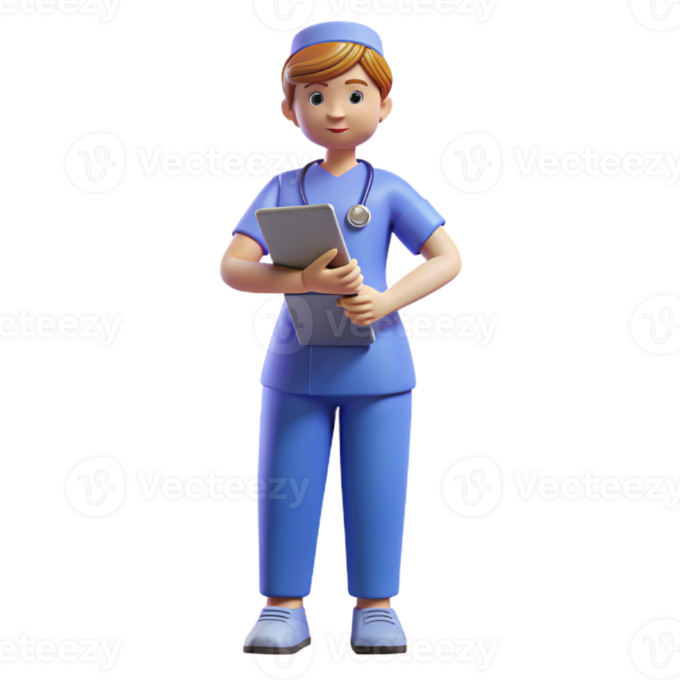 sumptuous mysterious geometric Nurse in scrubs with a clipboard with Transparent Background crisp png