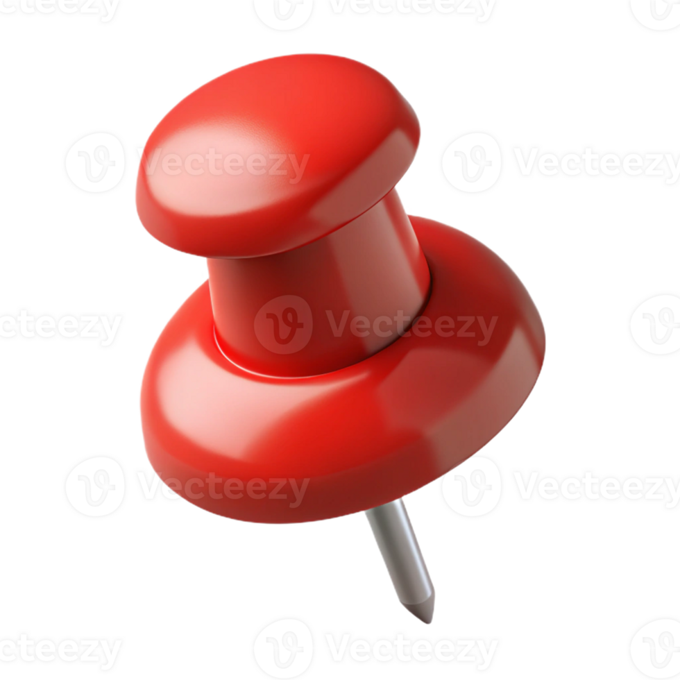 whimsical elegant Concept art style, hyper-specific isolated cutout of a single push pin, red with Transparent Background expertly shot png