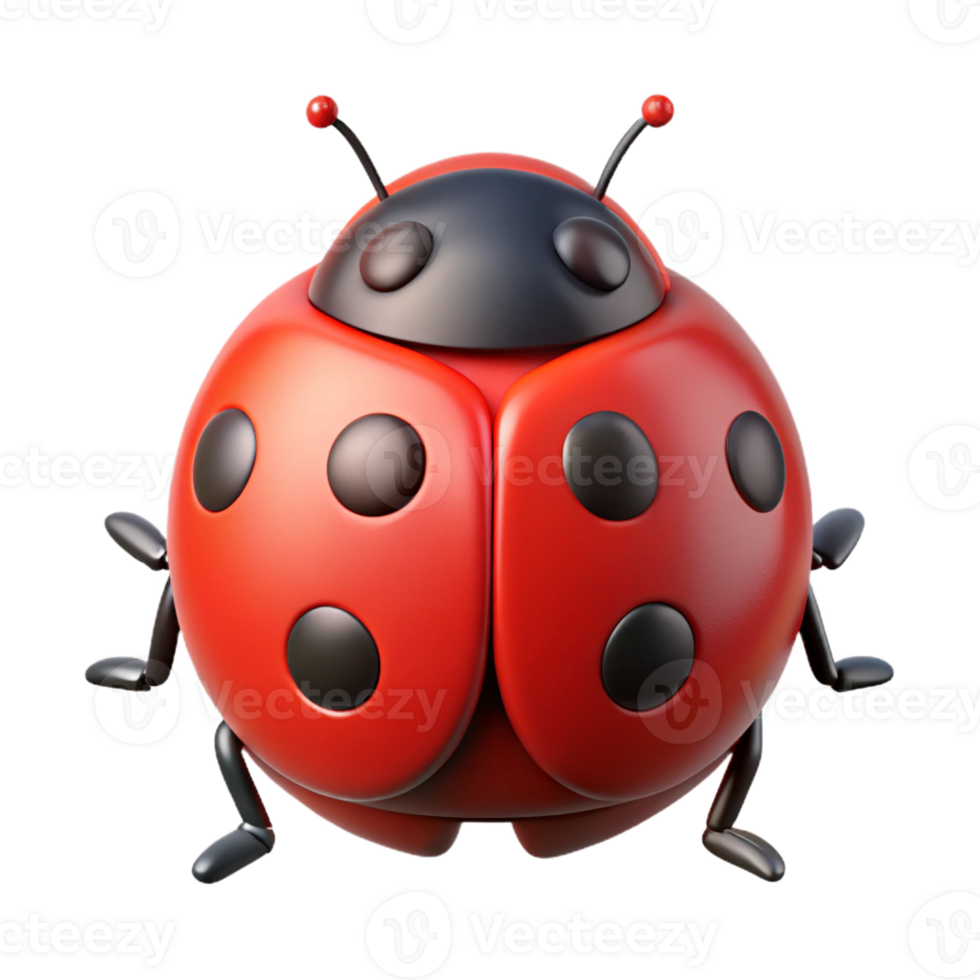 vibrant timeless Ladybug, red with black spots, with Transparent Background png