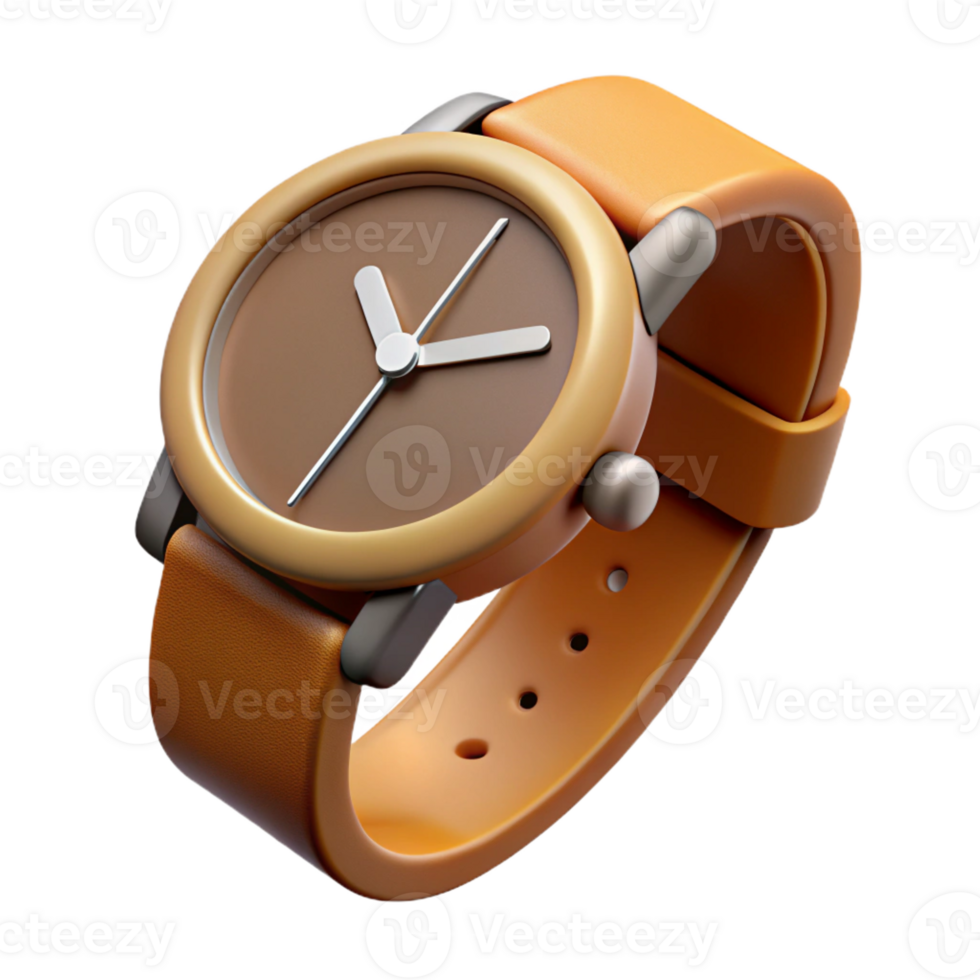 magnificent elegant Concept art style, isolated cutout of a single classic wristwatch with leather strap with Transparent Background authentic png