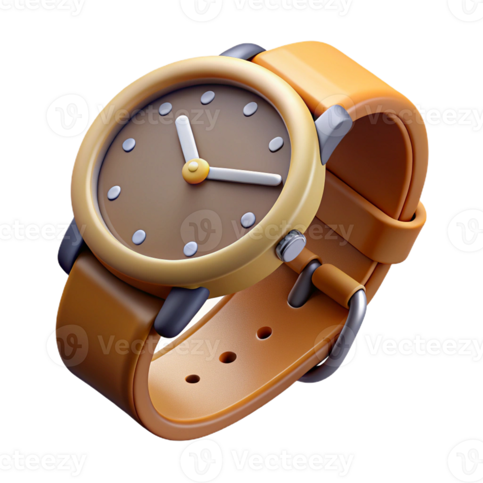 notable victorian Concept art style, isolated cutout of a single classic wristwatch with leather strap with Transparent Background gallery standard png