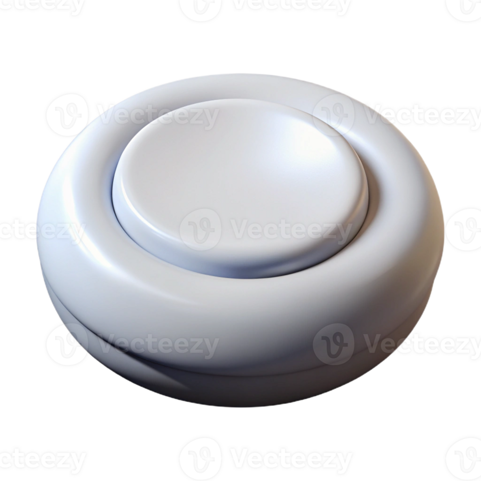 wonderful iconic Professional render of a single button, round, white Isolated cutout with Transparent Background png