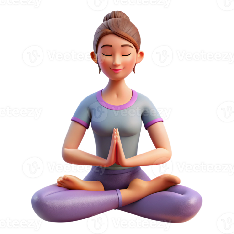 unforgettable impressionist Woman in yoga pants meditating with Transparent Background authentic png