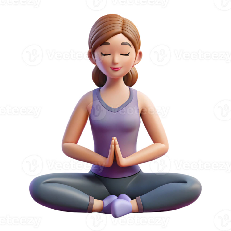 intense picturesque Woman in yoga pants meditating with Transparent Background top-tier png