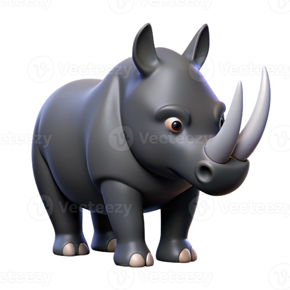 vibrant acclaimed Rhinoceros, black rhinoceros, large horn with Transparent Background png