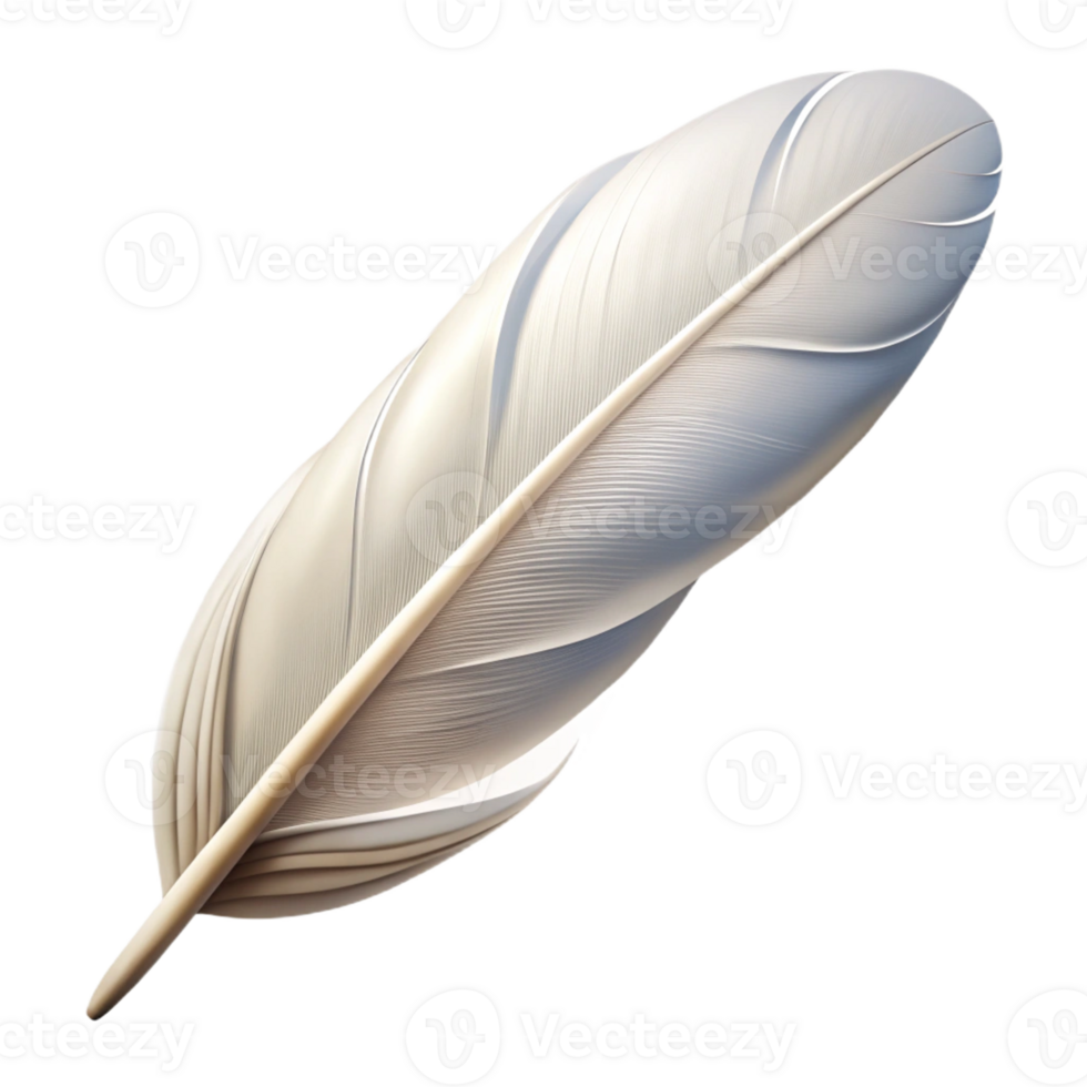 quintessential avant-garde Ultra-detailed, photorealistic isolated cutout of a single feather, white with Transparent Background luxury png