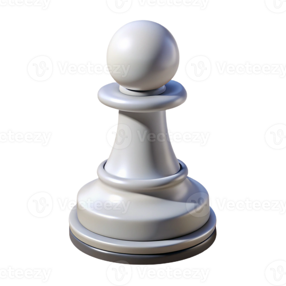 remarkable traditional Professional render, isolated cutout of a single chess piece, white pawn with Transparent Background fine detail png