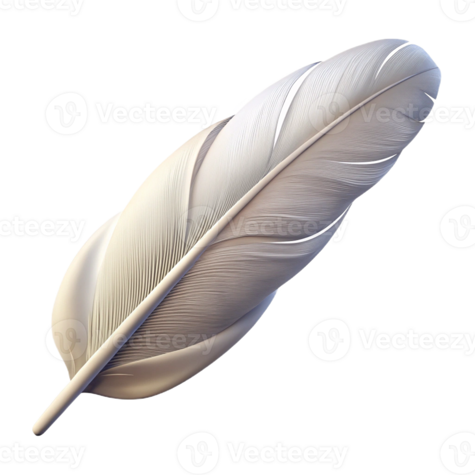 serene nostalgic traditional Ultra-detailed, photorealistic isolated cutout of a single feather, white with Transparent Background professional png