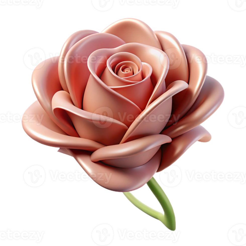 remarkable art deco Ultra-detailed concept art style isolated cutout of an Art Nouveau stylized rose, intricate petals, flowing lines, thorny stem, with Transparent Background high quality png