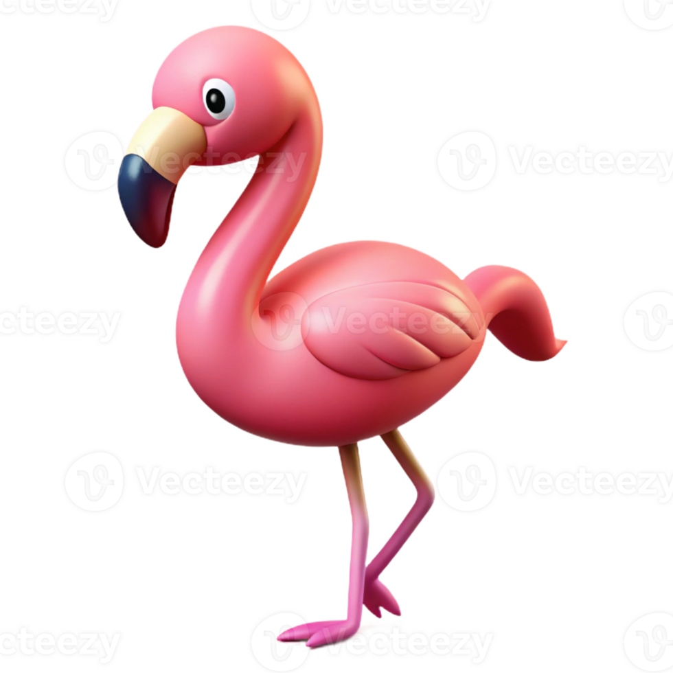 picturesque remarkable Flamingo, pink, standing on one leg, with Transparent Background png