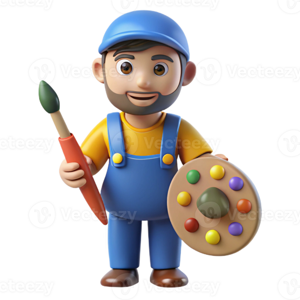 stunning dramatic creative Artist with paintbrush and palette with Transparent Background ultra HD png