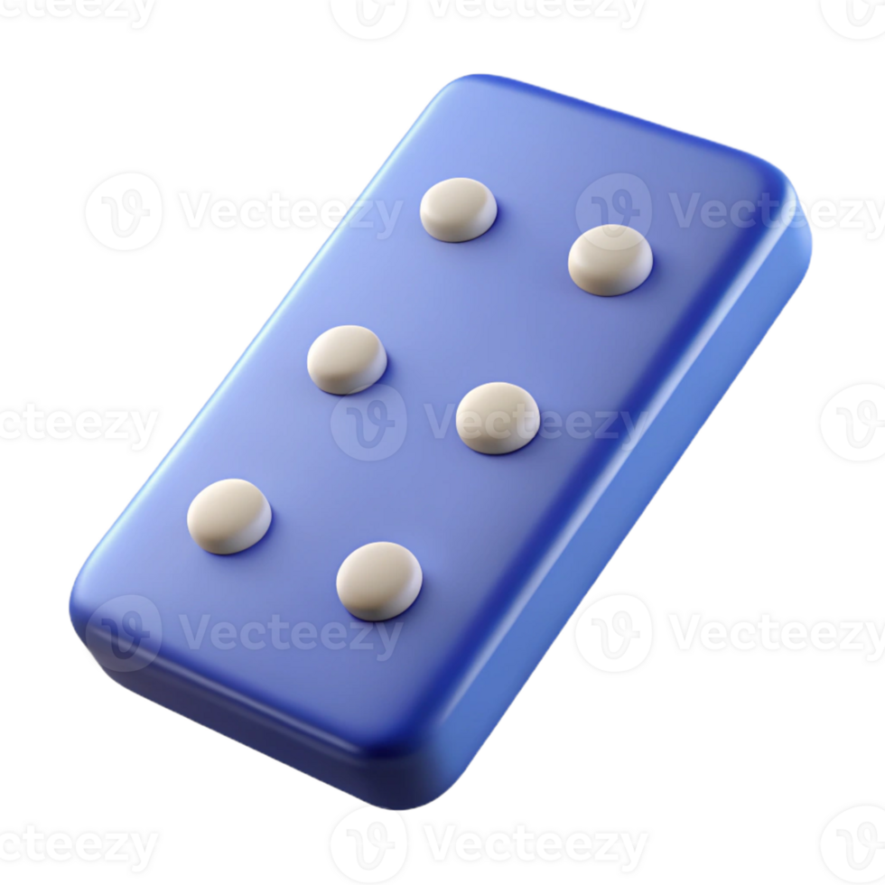whimsical spectacular Hyper-specific professional render of a single domino tile Isolated cutout with Transparent Background sharp png