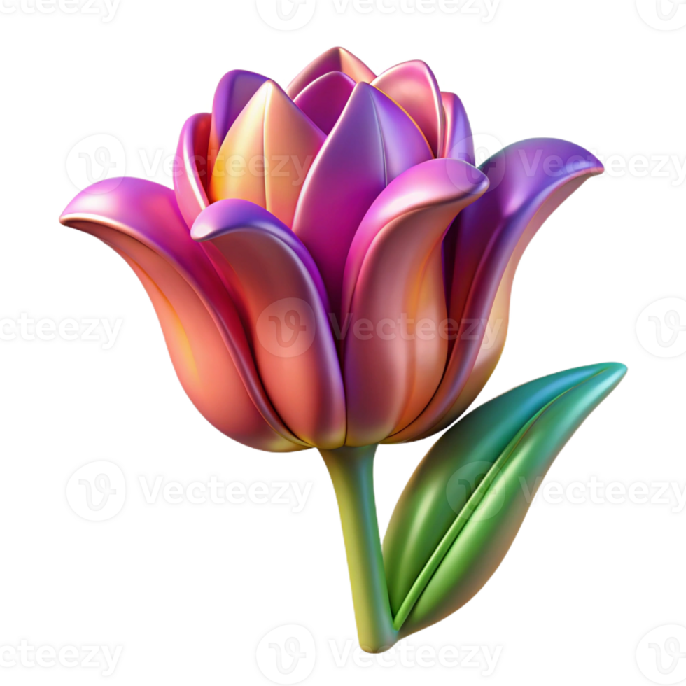 sumptuous rare Hyper-specific ultra-detailed concept art style isolated cutout of an Art Nouveau stylized tulip, elongated, flowing lines, vibrant colors, with Transparent Background png