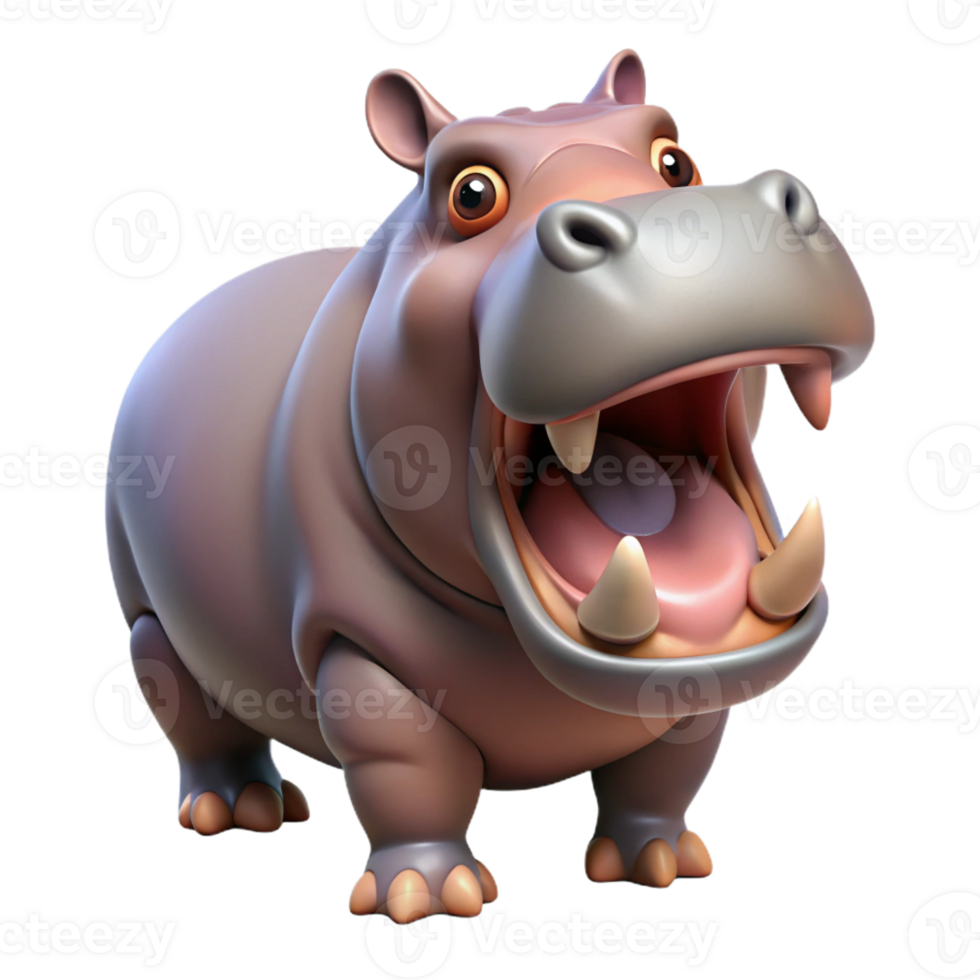 remarkable futuristic Hippopotamus, open mouth, large teeth with Transparent Background artisan png