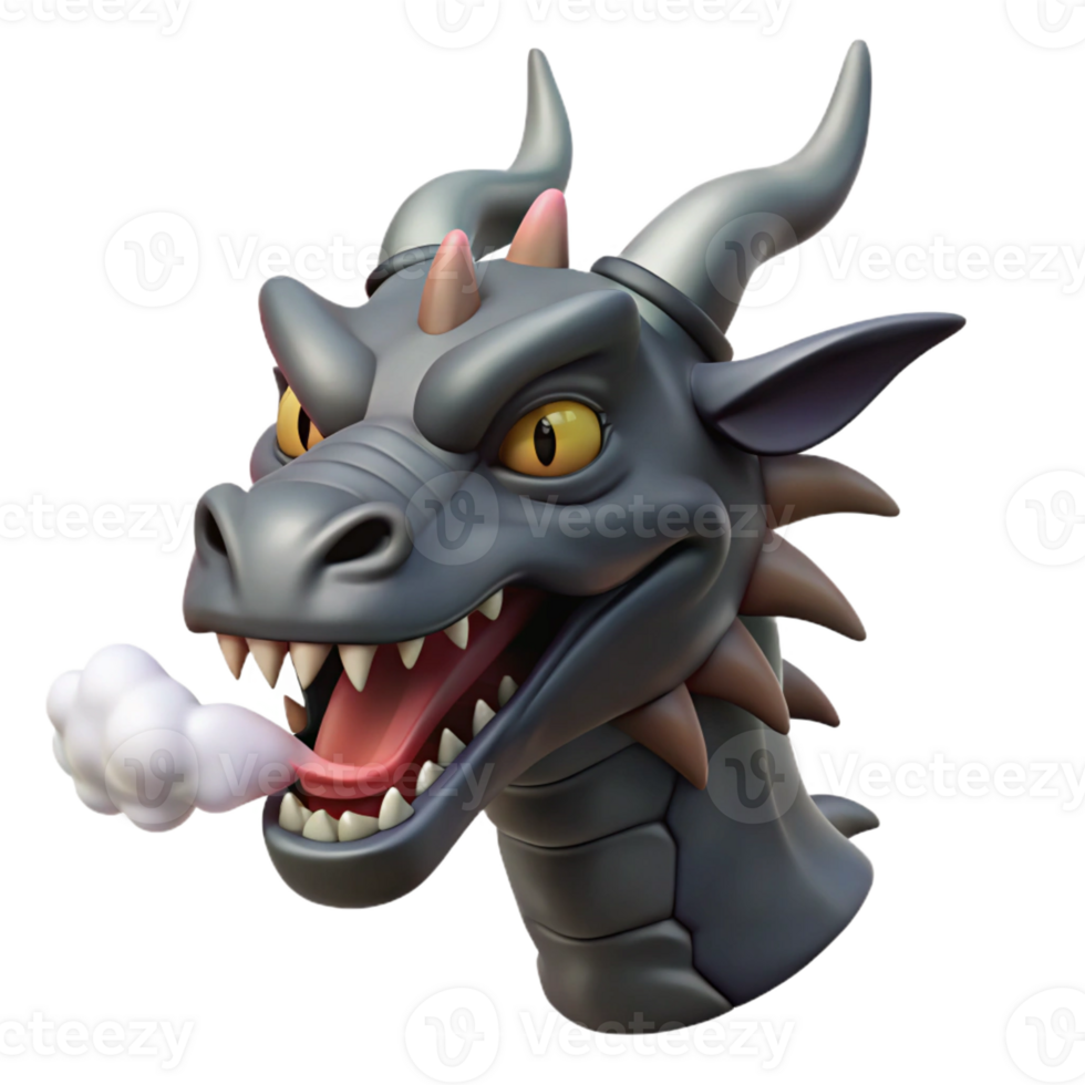 splendid quintessential A menacing dragon head with smoke curling from its nostrils with Transparent Background png