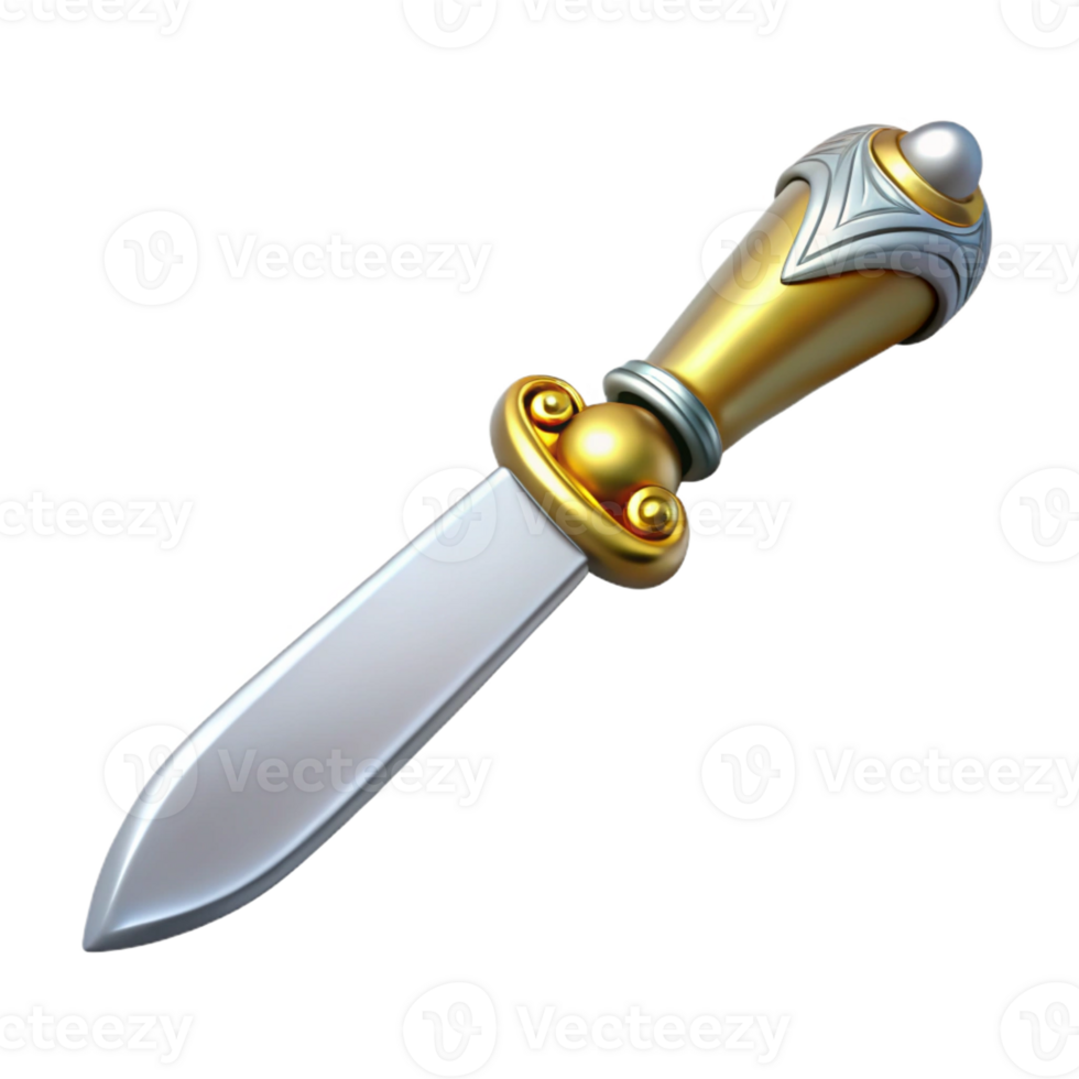 immaculate romantic classic Photorealistic hyper-specific professional render isolated cutout of an Art Nouveau letter opener, silver, ornate handle, sharp blade, with premium png
