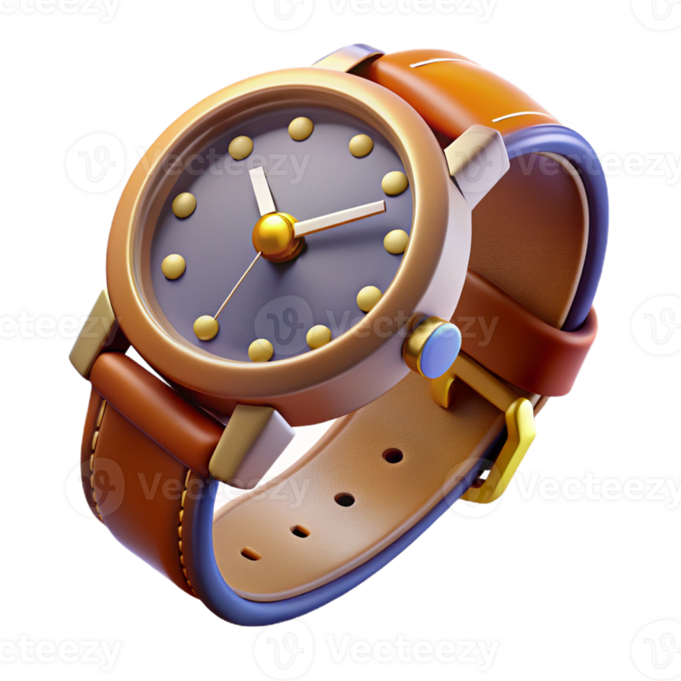 signature baroque Concept art style, hyper-specific professional render of a vintage wristwatch with a leather strap with Transparent Background perfect clarity png