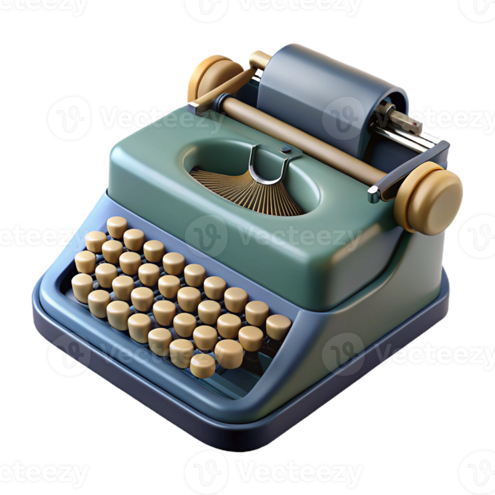 passionate splendid Professional render, isolated cutout, ultra-detailed vintage typewriter with keys visible with Transparent Background authentic png