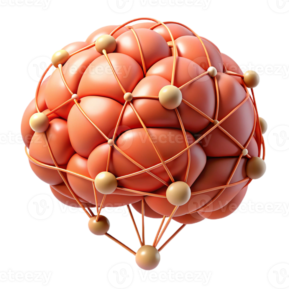 splendid bohemian A stylized, abstract human brain with interconnected neural pathways, with Transparent Background exclusive png