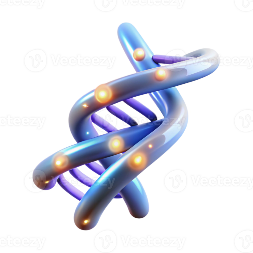 sought-after mid-century A spiraling DNA double helix with glowing nucleotides, with Transparent Background museum quality png