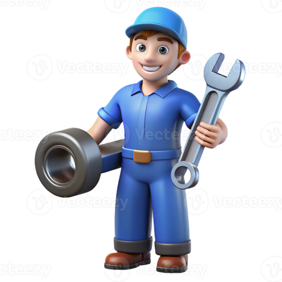 mesmerizing modern Mechanic with wrench fixing a car part with Transparent Background luxury png