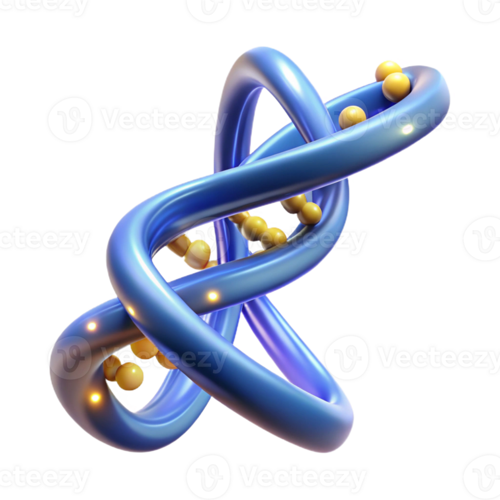 pristine exemplary A spiraling DNA double helix with glowing nucleotides, with Transparent Background png