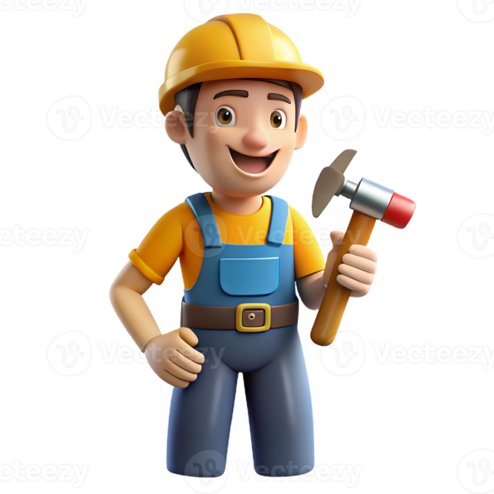 striking exceptional Carpenter with hammer and nails with Transparent Background png