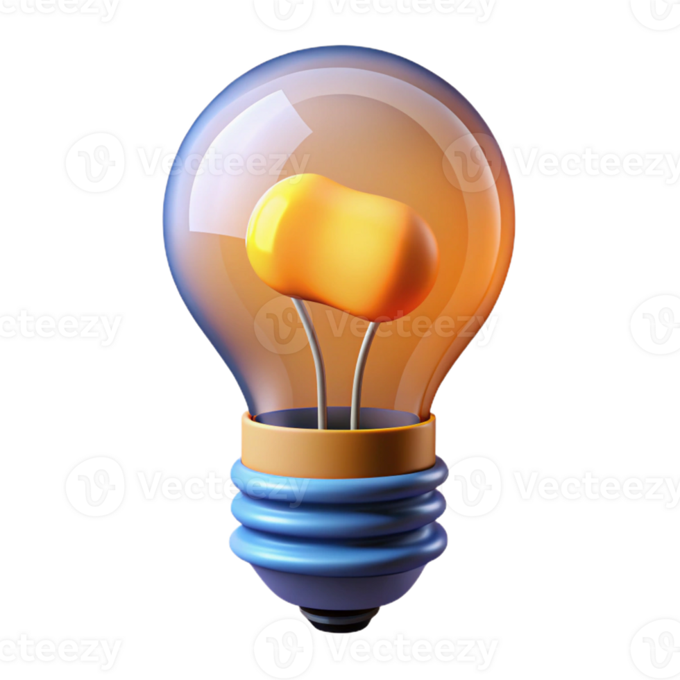 hypnotic futuristic A single, abstract lightbulb with a filament of glowing energy, with Transparent Background flawless png