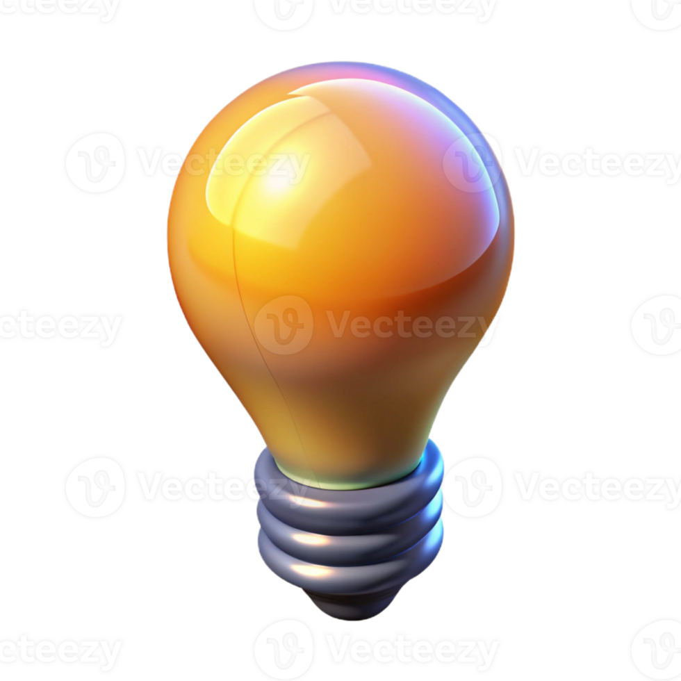 standout minimalist A single, abstract lightbulb with a filament of glowing energy, with Transparent Background fine detail png