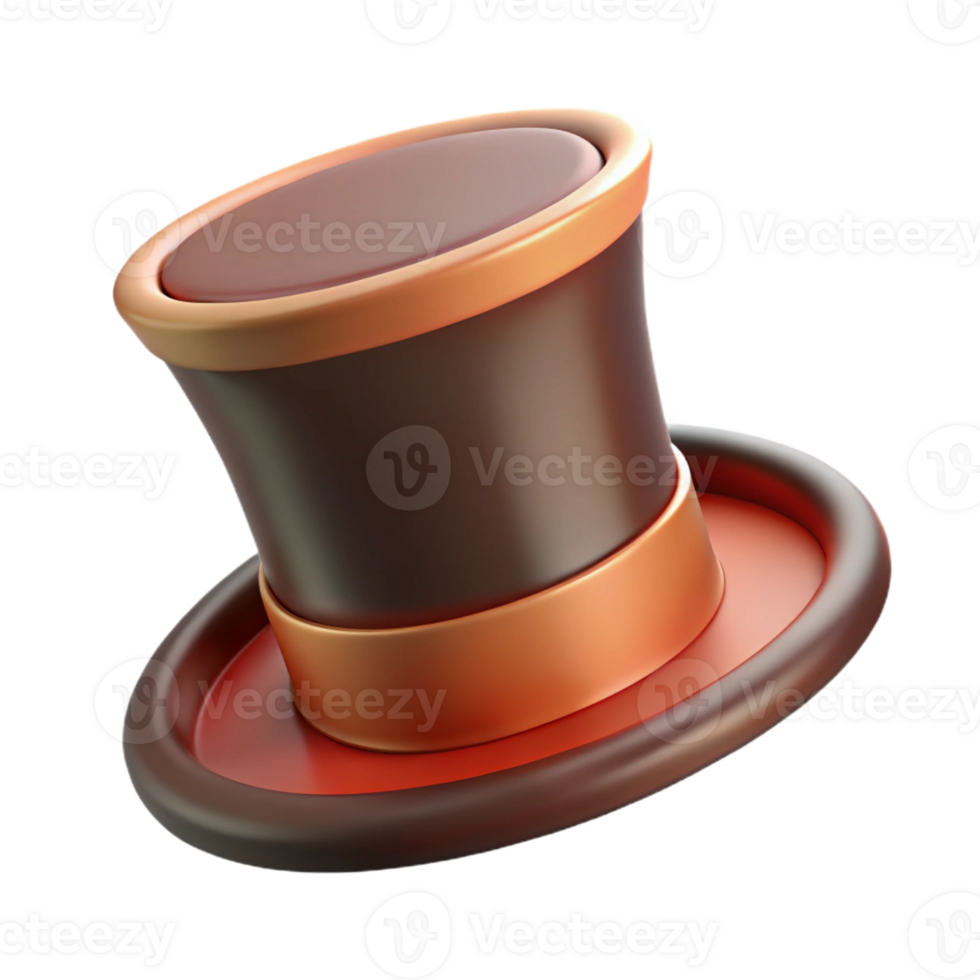 mesmerizing elegant Hyper-specific, isolated cutout concept art style render of a vintage top hat with Transparent Background perfect clarity png